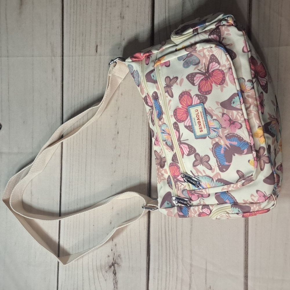 Multicolor Butterfly Purse Bag With Adjustable Strap